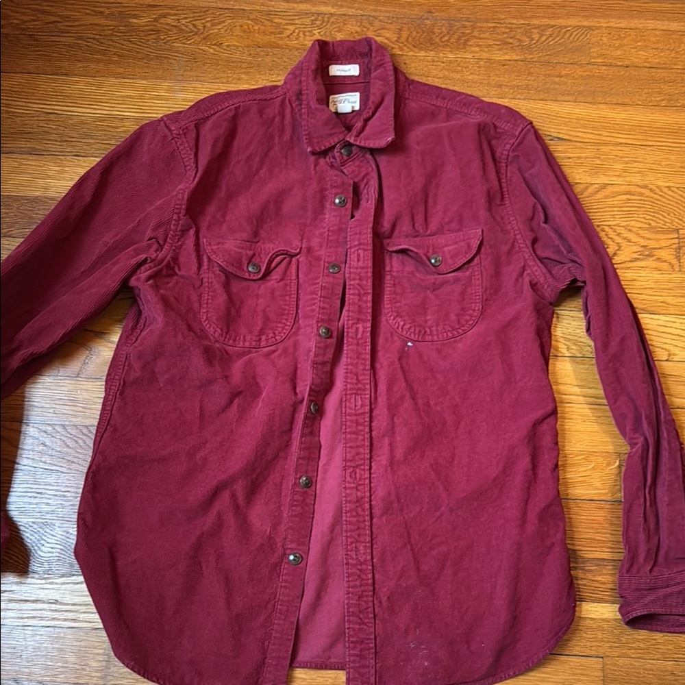 Burgundy Corduroy Button-Up Shirt J crew
